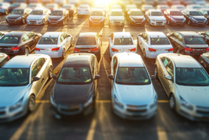 lots of cars parked in an area