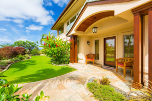 Outdoor of a house with 2 chairs